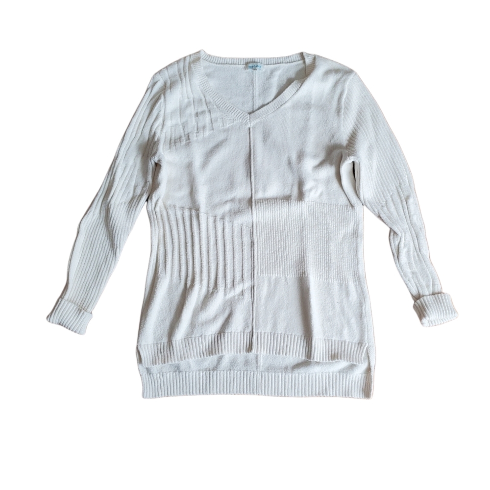 Sundance Velkin Sweater Silk Blend Off white color V neckline hi low Size Small